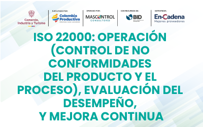 ISO 22000: Operación (Control de no conformidades del producto y el proceso), Evaluación del desempeño, y Mejora Continua